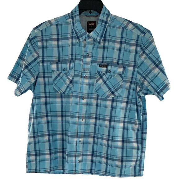 Wrangler Shirts Mens Size XL Outdoor Western Plaid Buttons Pockets Set Of 2 Tops - Picture 2 of 12